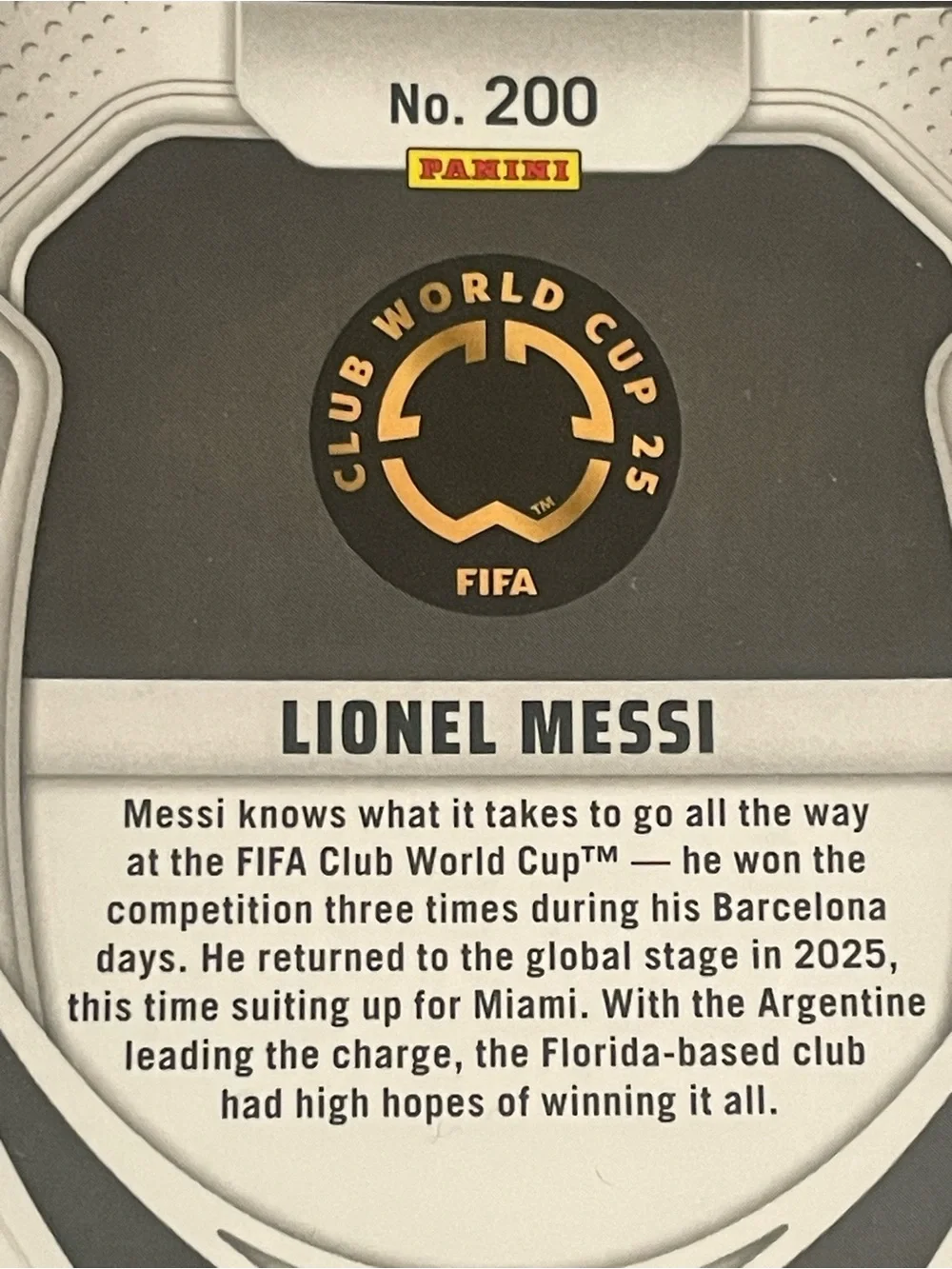 2025 Panini Prizm Fifa Club World Cup - Lionel Messi #200 Base Card